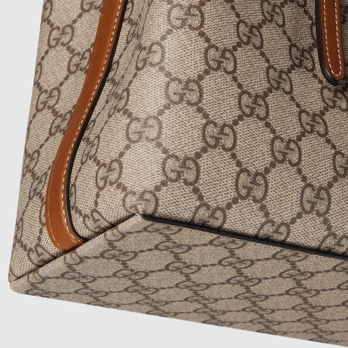 GG Emblem large tote bag - beige and brown GG fabric