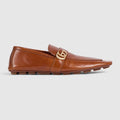 Men's driver with Double G - brown leather