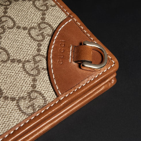 GG Emblem small wallet - beige and dark brown fabric