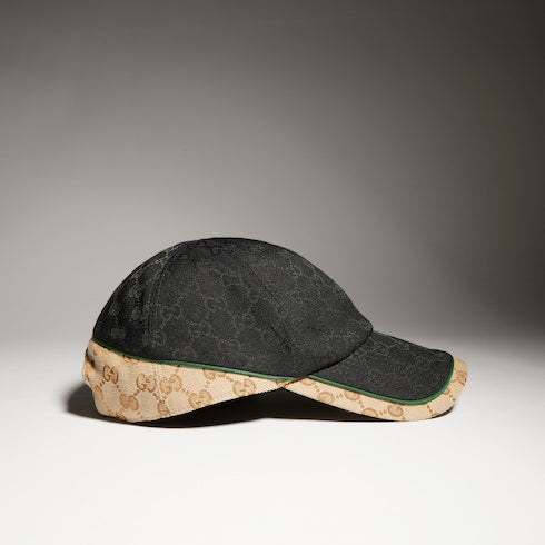 GG cotton canvas baseball hat - black and sand