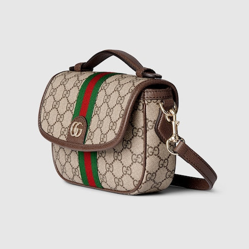 Ophidia small top handle bag - beige and brown GG fabric