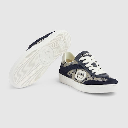 Children's G74 sneaker - beige and blue GG canvas