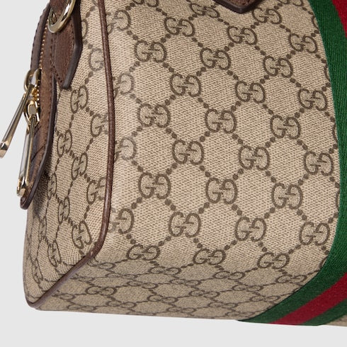 Ophidia medium boston bag - beige and brown GG fabric