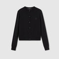 Knit wool cardigan with embroidery - black