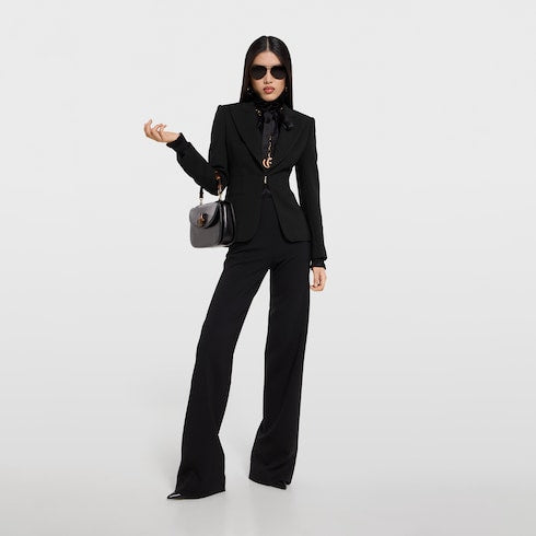 Technical stretch wool jacket - black