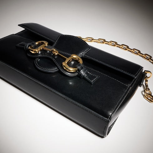 Horsebit Ristretto medium shoulder bag - black leather