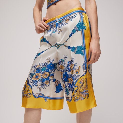Printed silk twill pants - multicolor