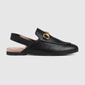 Black Leather Children's Princetown Slipper - Black Leather