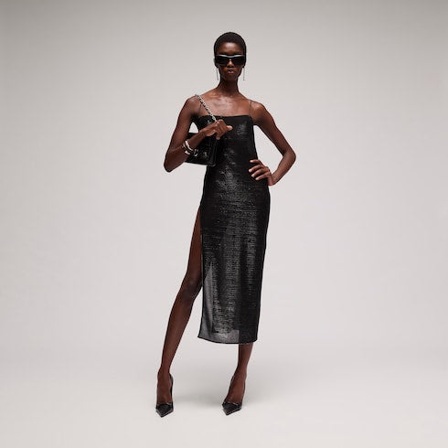 Jersey dress with iridescent effect - black