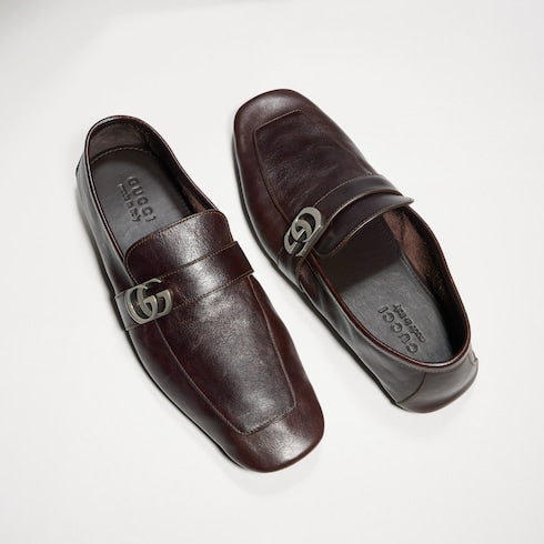 Men's driver with Double G - dark brown leather