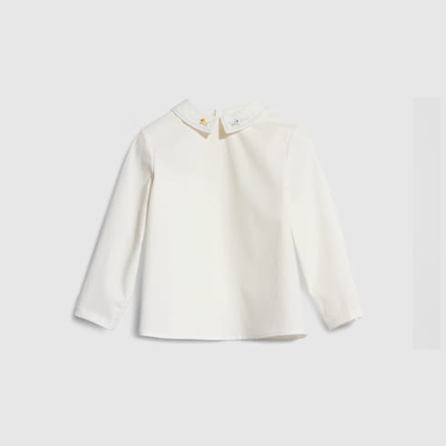 Baby cotton shirt with embroidery - white