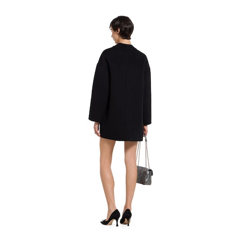 Reversible silk wool coat - black