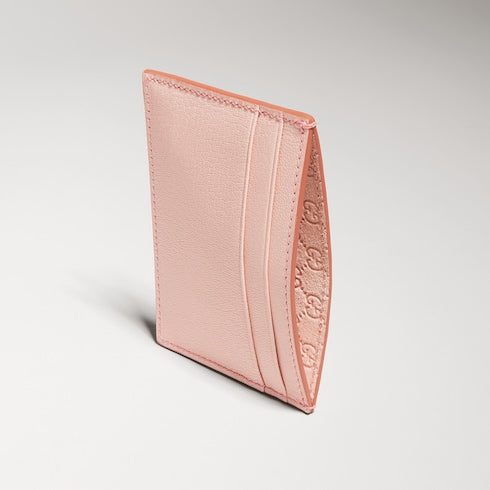 Card case with Gucci lettering - light pink leather