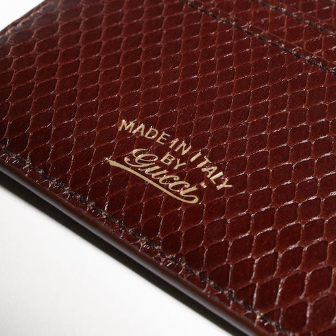 Lira python card case - dark brown