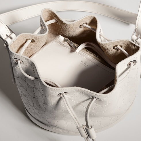 Gucci Venice small bucket bag - white GG leather
