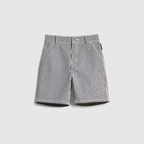 Children's striped denim shorts - white and blue