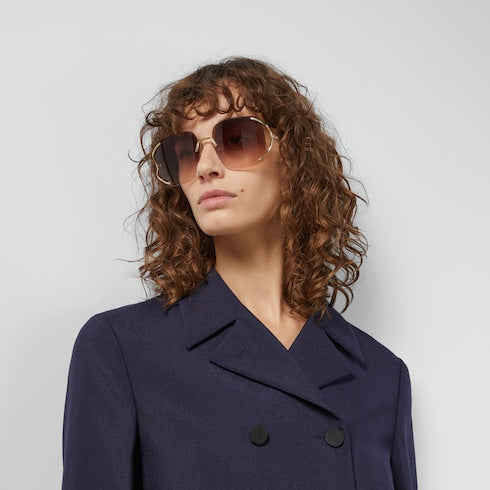 Square metal sunglasses - brown shaded lens
