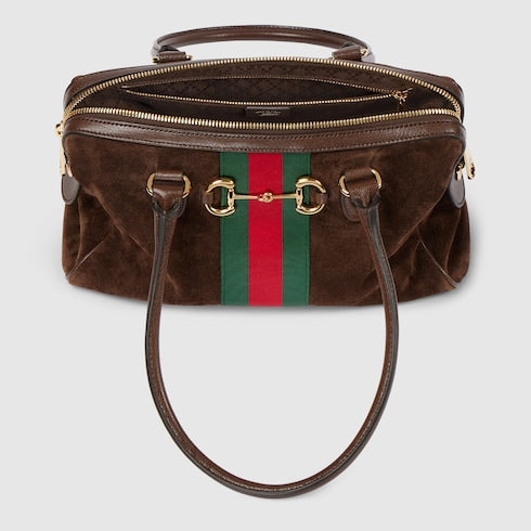 Borsetto medium boston bag - dark brown suede