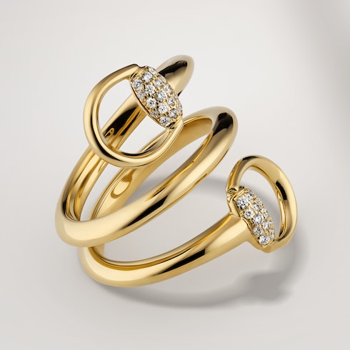 Gucci Horsebit diamond 18k contrarié ring - 18k yellow gold