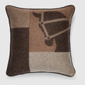 Wool jacquard cushion - brown and beige