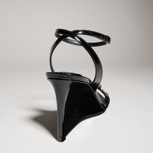 Women's Donna wedge sandal - black patent leather