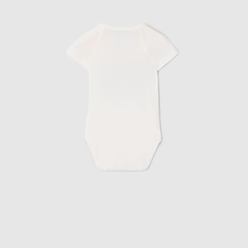 Baby cotton one-piece with print - white