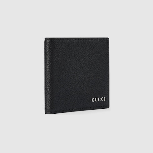 Bi-fold wallet with Gucci logo - black leather