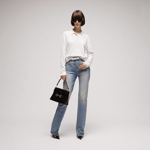 Thin belt with Horsebit buckle - white leather