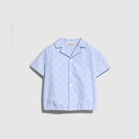 Baby GG striped poplin shirt - white and light blue