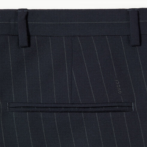 Pinstripe wool pant - dark blue and grey