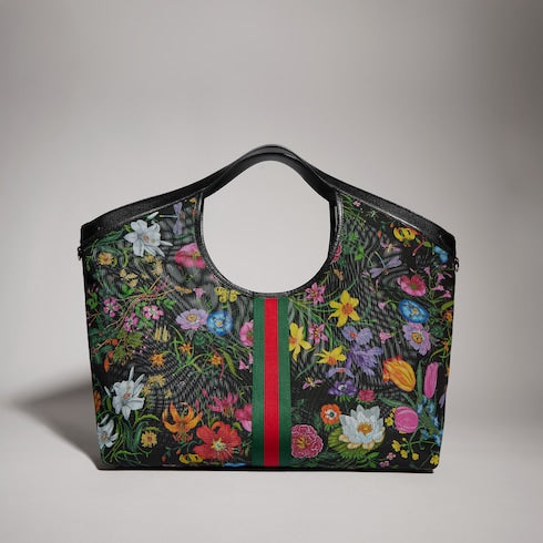 Gucci Giglio Flora large tote bag - black and multicolor Flora net
