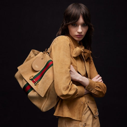 Paparazzo medium top handle bag - sand suede