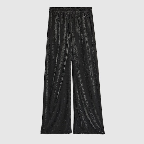 Jersey pants with iridescent effect - black