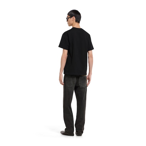 Cotton jersey T-shirt with print - black