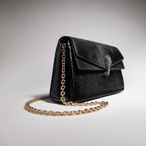 Dionysus lizard small shoulder bag - black