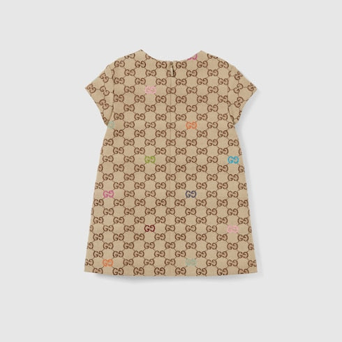 Baby GG canvas dress - beige and brown