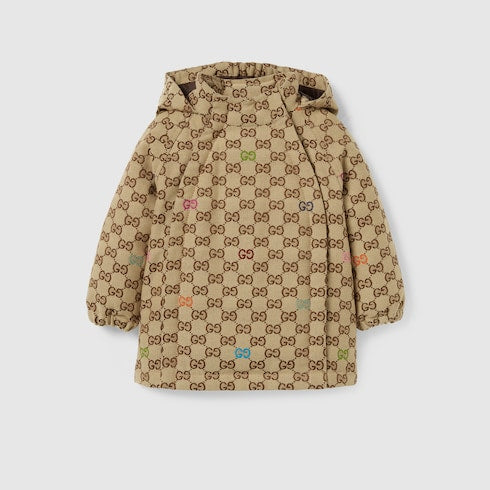 Baby padded GG canvas coat - beige and brown