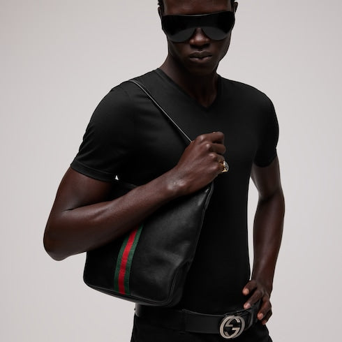 Lunetta medium crossbody bag - black soft leather