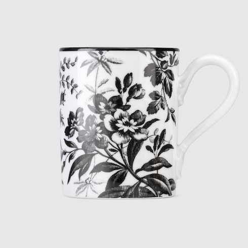 Herbarium mug - black and white porcelain