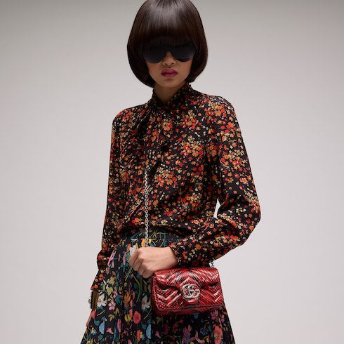 GG Marmont python mini shoulder bag - deep red