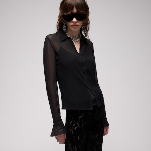 Light silk georgette shirt - black