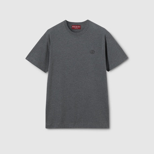 Cotton jersey T-shirt with embroidery - grey