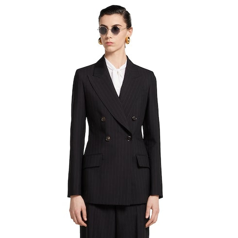 Pinstripe Gucci wool jacquard jacket - black