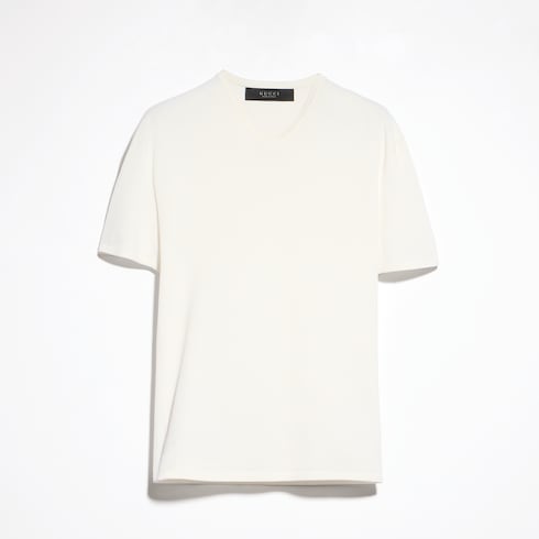 Technical knit fabric T-shirt - white