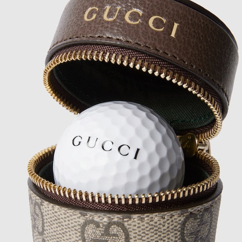 GG golf ball and tees case - beige and brown