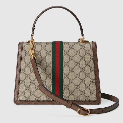 Ophidia medium top handle bag - beige and ebony GG Supreme