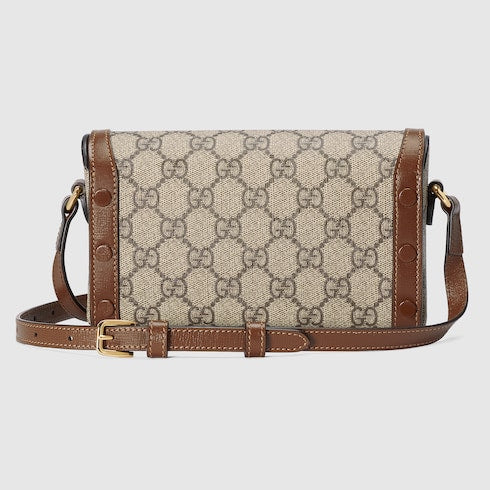 Gucci Horsebit 1955 mini bag - beige and dark brown GG Supreme