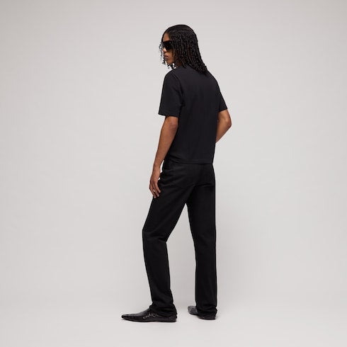 Cotton jersey T-shirt with print - black