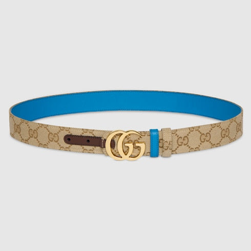Reversible GG Marmont belt - sand GG canvas
