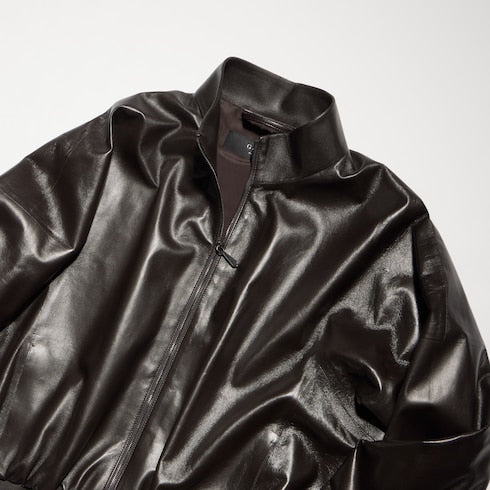 Soft nappa leather bomber jacket - dark brown